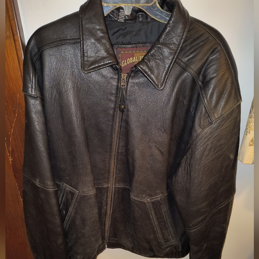 Global identity men's leather jacket